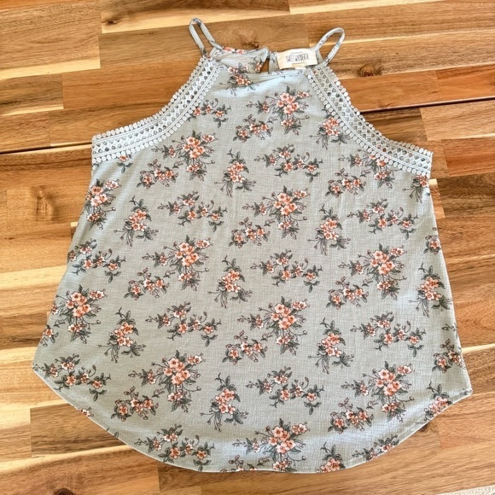 Sweet Wanderer Ditsy Floral Camisole Tank | Lace Trim | Cottagecore Boho | Sz M